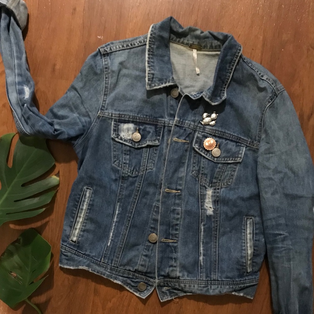 Free People Destroyed Denim Jacket